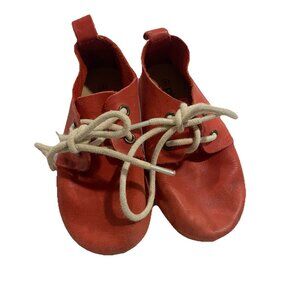PIPER FINN Baby Oxford 6 Red Leather Lace-Up Preppie Bootie Stylish Toddler